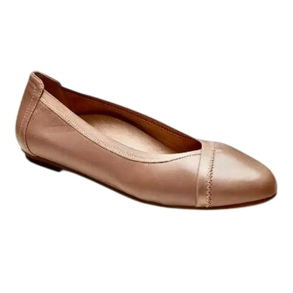 VIONIC Caroll Beige Tan Soft Leather Ballet Flats Shoes Feminine Minimalist
